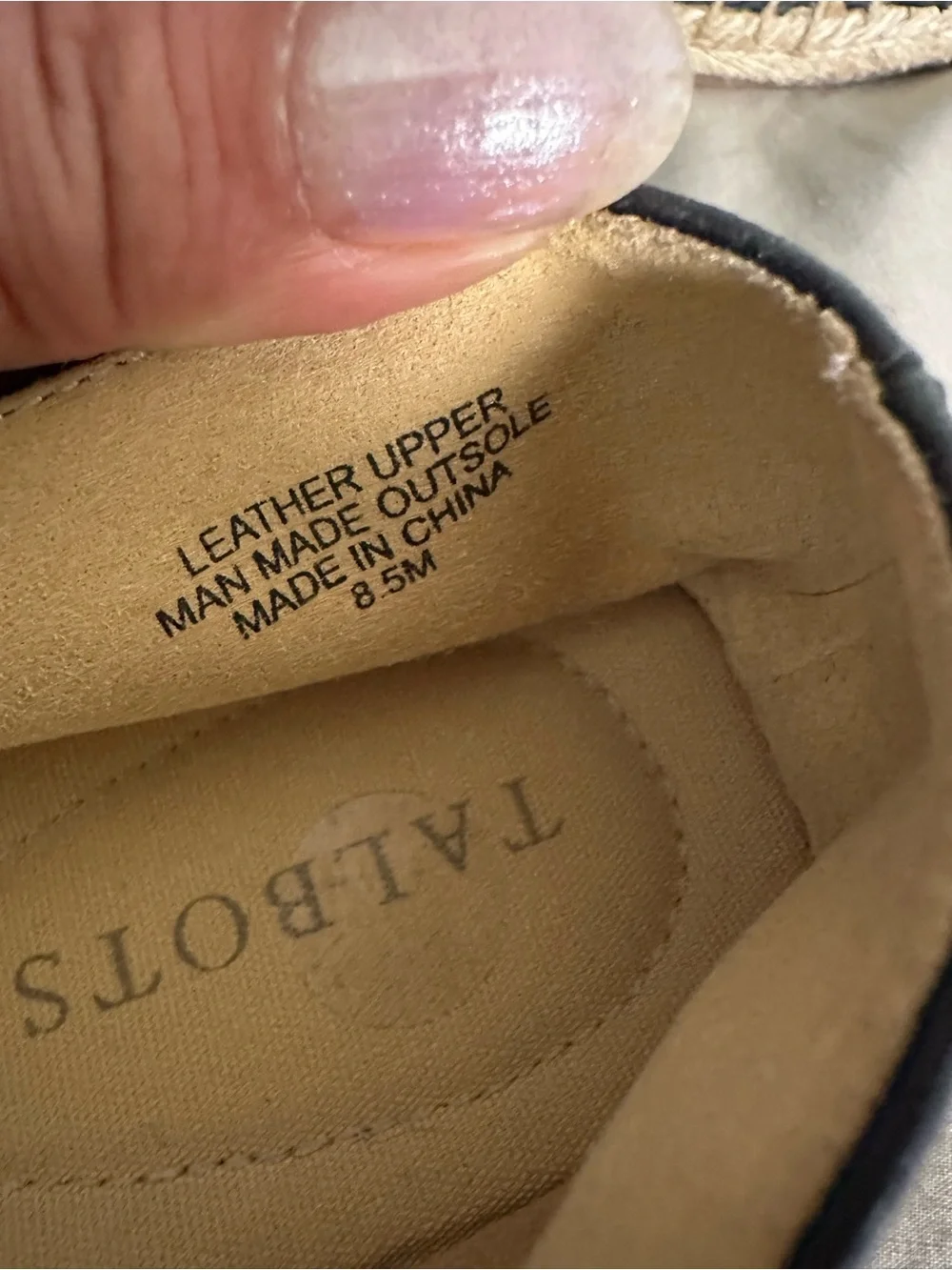Talbots Navy Leather Espadrille Slip On Flats 8.5M